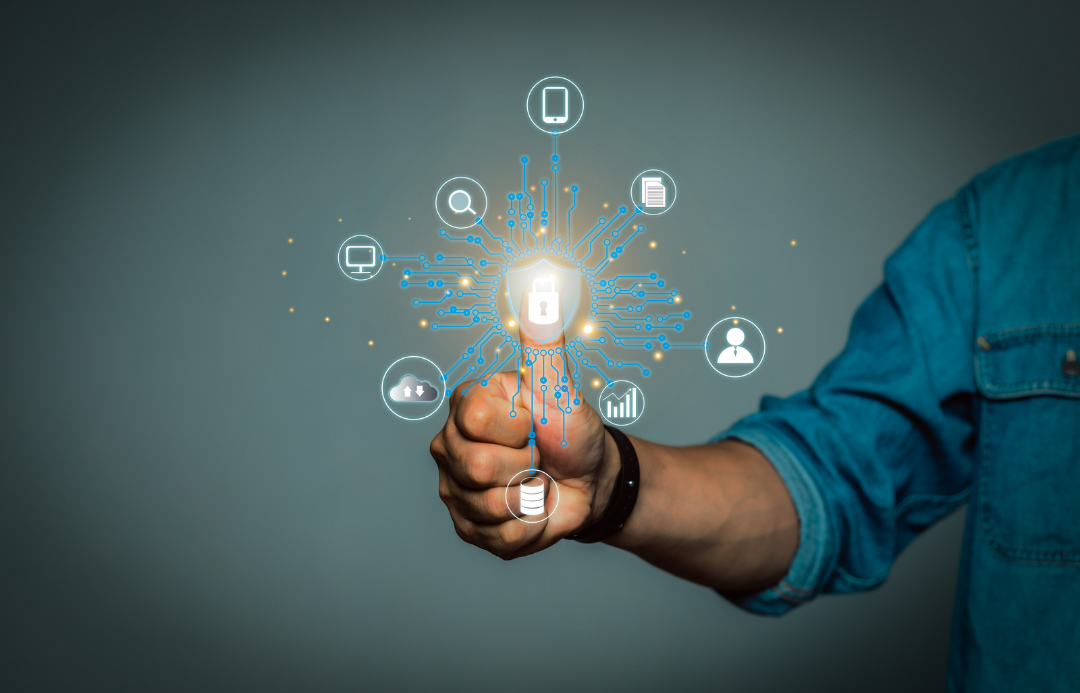 The Relevance of digital marketing in Nigeria is represented by a thumb of a man who clicks on a key and unlocks different channels of sales.